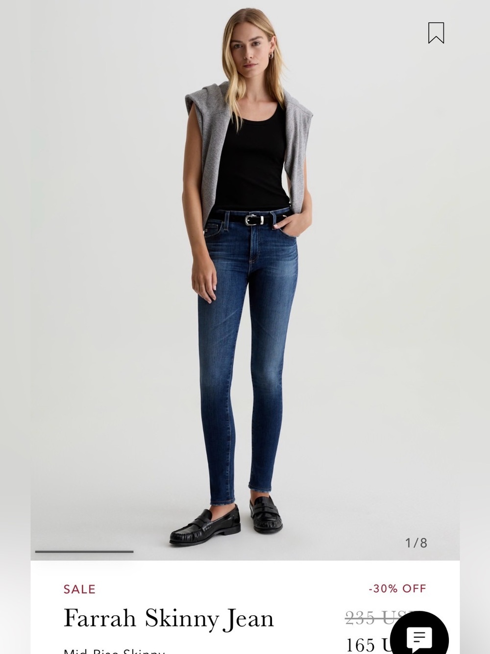 AG Farah Skinny Jeans - Dark Blue Wash 31R